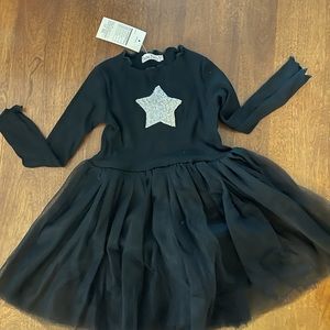 NWT black sweater dress with tulle skirt